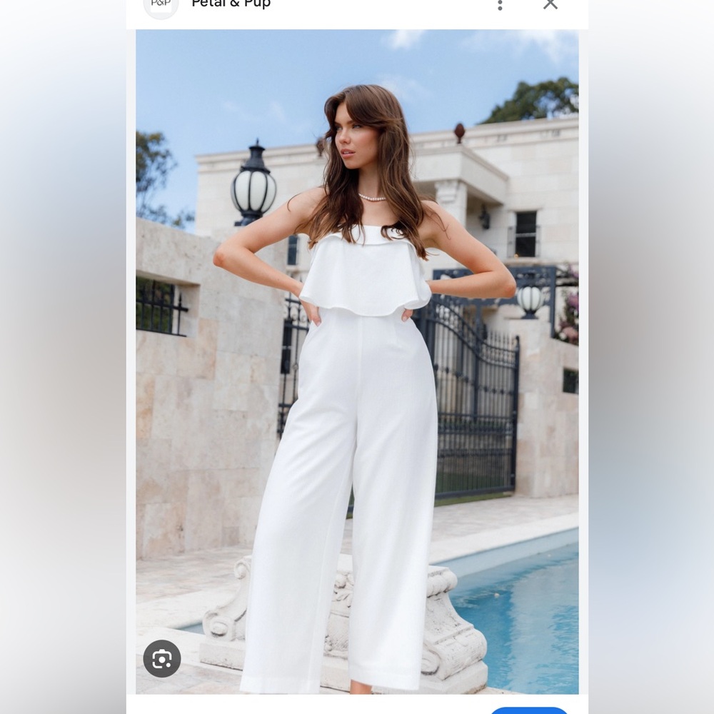 White Lace Trim Flutter Sleeve Jumpsuit